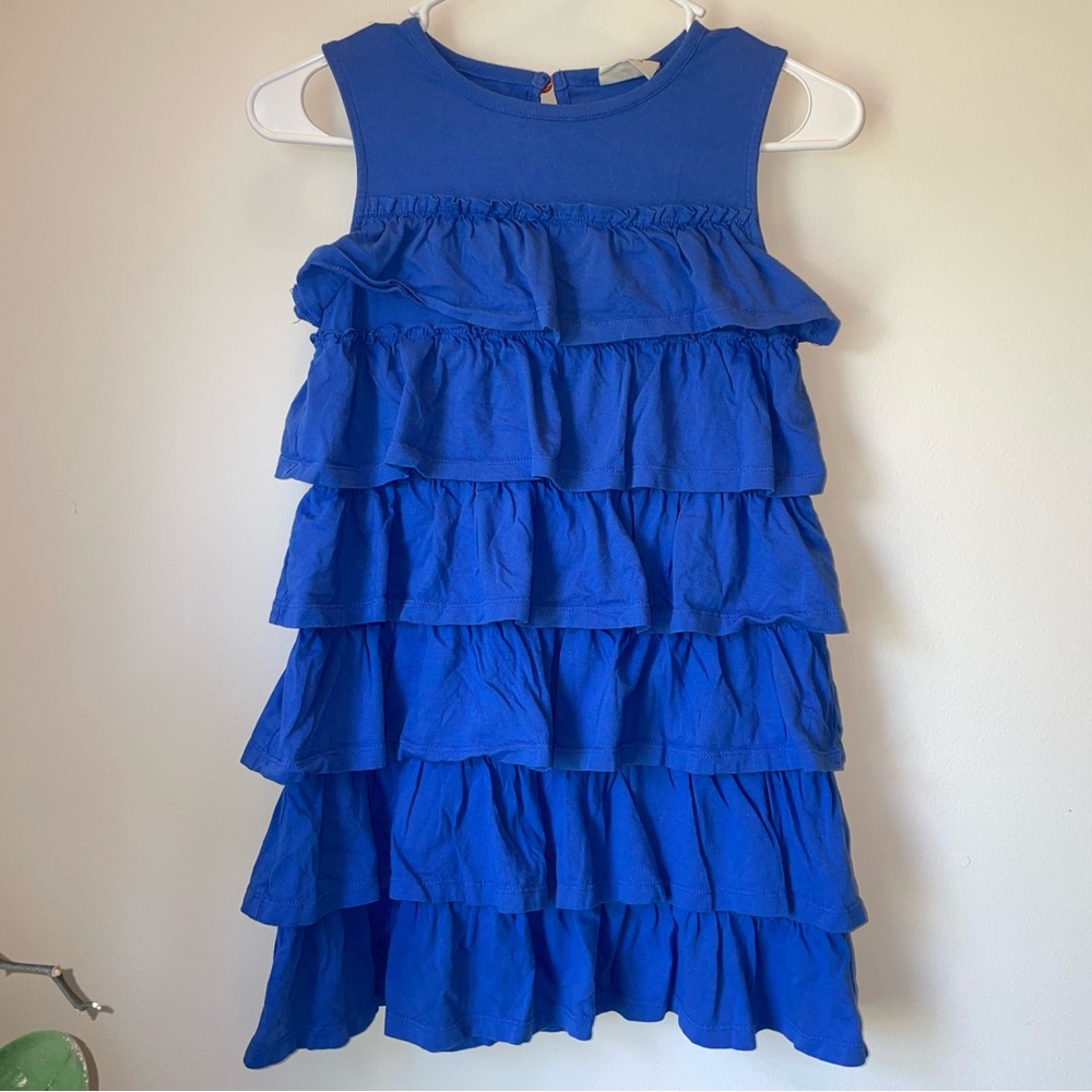 Mini Boden Vibrant Blue Tiered Ruffled Kids Dress